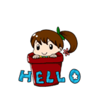 girl's ponytail flower（個別スタンプ：1）