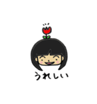 黒髪女子の使えるスタンプ（個別スタンプ：3）