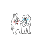 Poker face rabbit and cat（個別スタンプ：23）