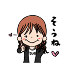 ピンクのハートの恵子ちゃん | LINEスタンプ | ひとり。