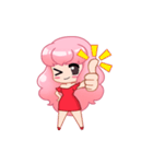 A Pink Hair Lady Yoyo Animation（個別スタンプ：1）