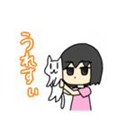 真顔で伝える女性と猫スタンプ（個別スタンプ：6）
