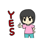 真顔で伝える女性と猫スタンプ（個別スタンプ：8）