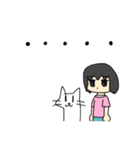 真顔で伝える女性と猫スタンプ（個別スタンプ：24）