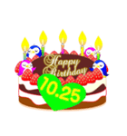 10月の誕生日ケーキのスタンプ（個別スタンプ：25）