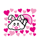 扇子うさぎ（個別スタンプ：34）