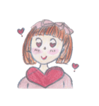 癒し系女の子、手書きシリーズ（個別スタンプ：4）