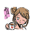 お絵描き風がーる（個別スタンプ：3）