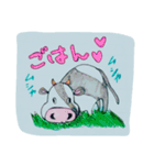 手書きのうしさん。（個別スタンプ：1）