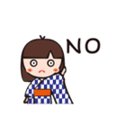 着物の女の子と柴犬。（個別スタンプ：12）