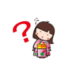 着物の女の子と柴犬。（個別スタンプ：32）