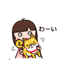着物の女の子と柴犬。（個別スタンプ：33）
