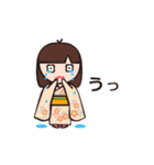 着物の女の子と柴犬。（個別スタンプ：36）