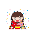 着物の女の子と柴犬。（個別スタンプ：38）
