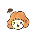 きのこ頭の女の子with猪。（個別スタンプ：1）