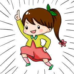 [LINEスタンプ] girl's ponytail flower