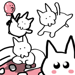 [LINEスタンプ] ねこばっか 白猫にゃんにゃん