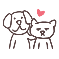 [LINEスタンプ] Dog and cat (Minimal Style)