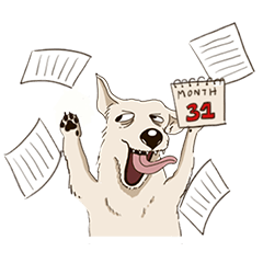 [LINEスタンプ] Very good, dog. - End of the month