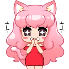 [LINEスタンプ] A Pink Hair Lady Yoyo Animationの画像（メイン）