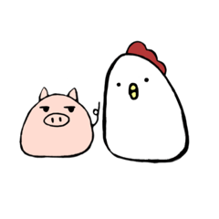 [LINEスタンプ] ブタとニワトリ