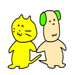 [LINEスタンプ] なかよしにゃんことわんこ