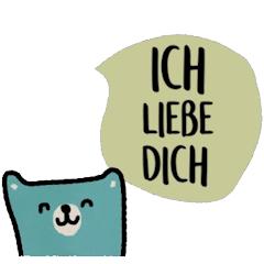 [LINEスタンプ] Happy Blue Bear in Sep. Deutsch.