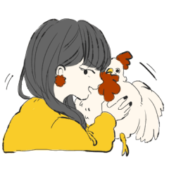 [LINEスタンプ] 気怠い女子と鶏
