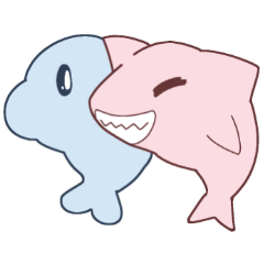 [LINEスタンプ] Cute Dolphin and Cute Shark