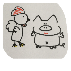 [LINEスタンプ] 焼き鳥 豚 鶏