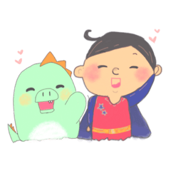 [LINEスタンプ] スーパーマンと恐竜くん