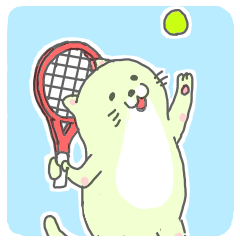 [LINEスタンプ] 太っちょ猫、テニスをする