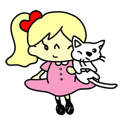 [LINEスタンプ] かわいいcat＆girl