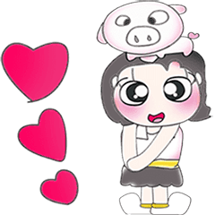 [LINEスタンプ] >> My name is Mika.<< Love Pig..^^