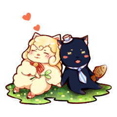 [LINEスタンプ] Sheep and cats use magic to change