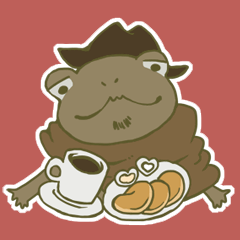 [LINEスタンプ] パンケーキとコーヒーを愛するカエルの画像（メイン）