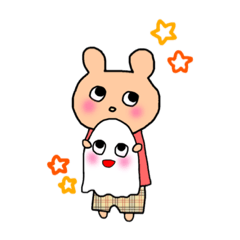 [LINEスタンプ] くまとうさぎとおばけ