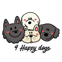[LINEスタンプ] 4 Happy dogs.の画像（メイン）