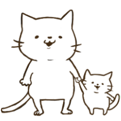 [LINEスタンプ] 白猫親子のドタバタ育児スタンプの画像（メイン）